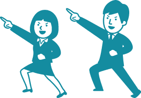 ポーズを決めるスーツを着た学生2人のイラスト