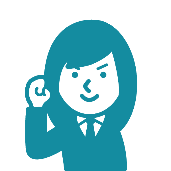 ガッツポーズをするスーツを着た女性のイラスト