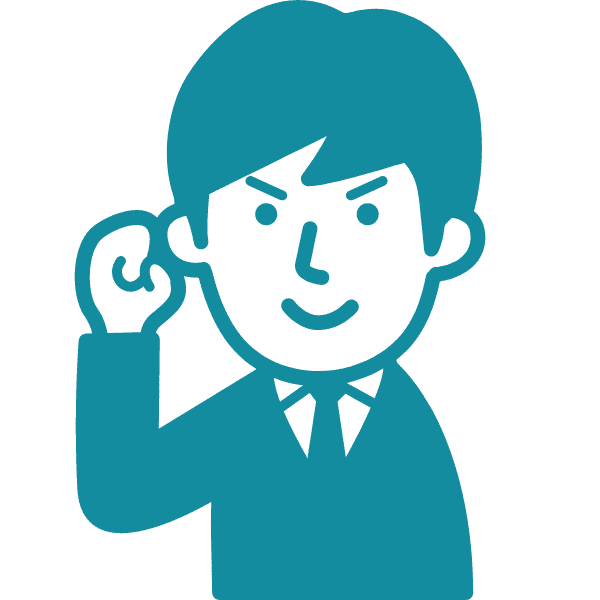 ガッツポーズをするスーツを着た男性のイラスト