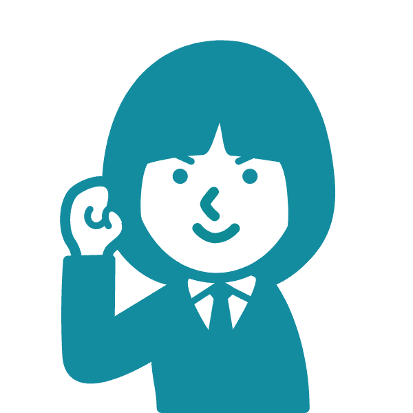 ガッツポーズをするスーツを着た女性のイラスト