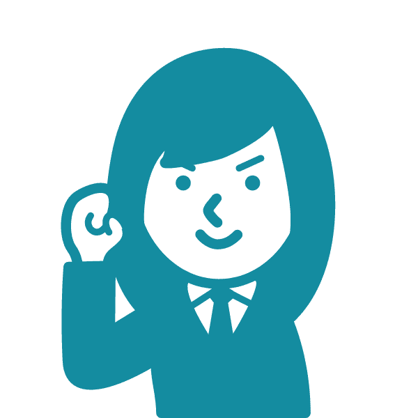 ガッツポーズをするスーツを着た女性のイラスト